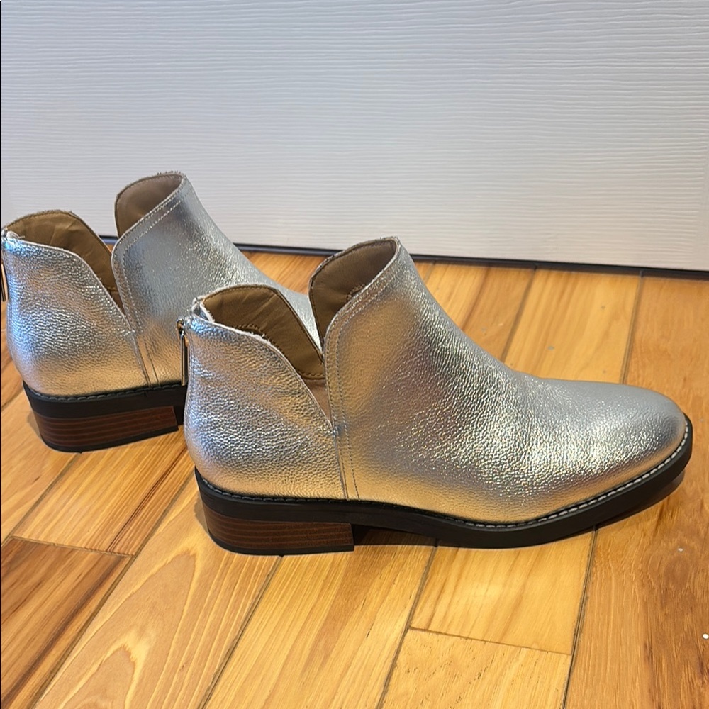 Landsend Shiny Metallic Ankle Boots